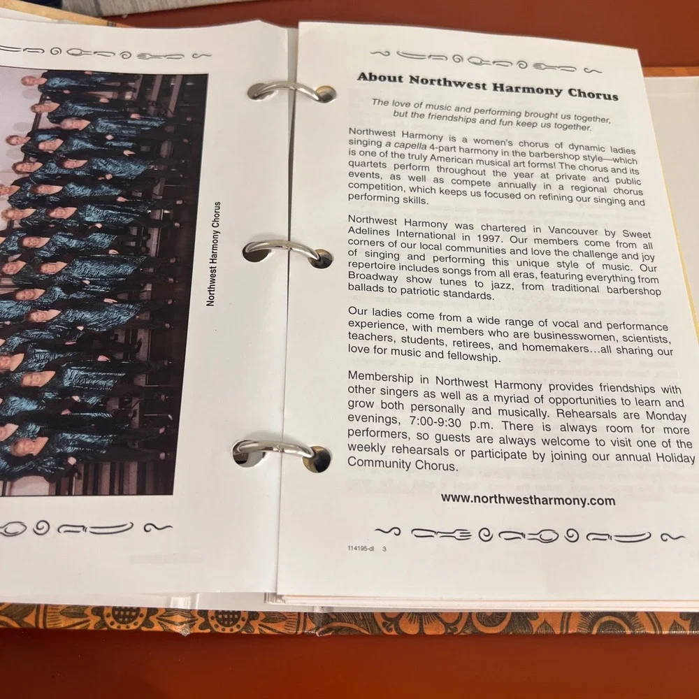 Northwest Harmony Chorus Cookbook Food Fun & Friendship 2011 Morris Press Binder